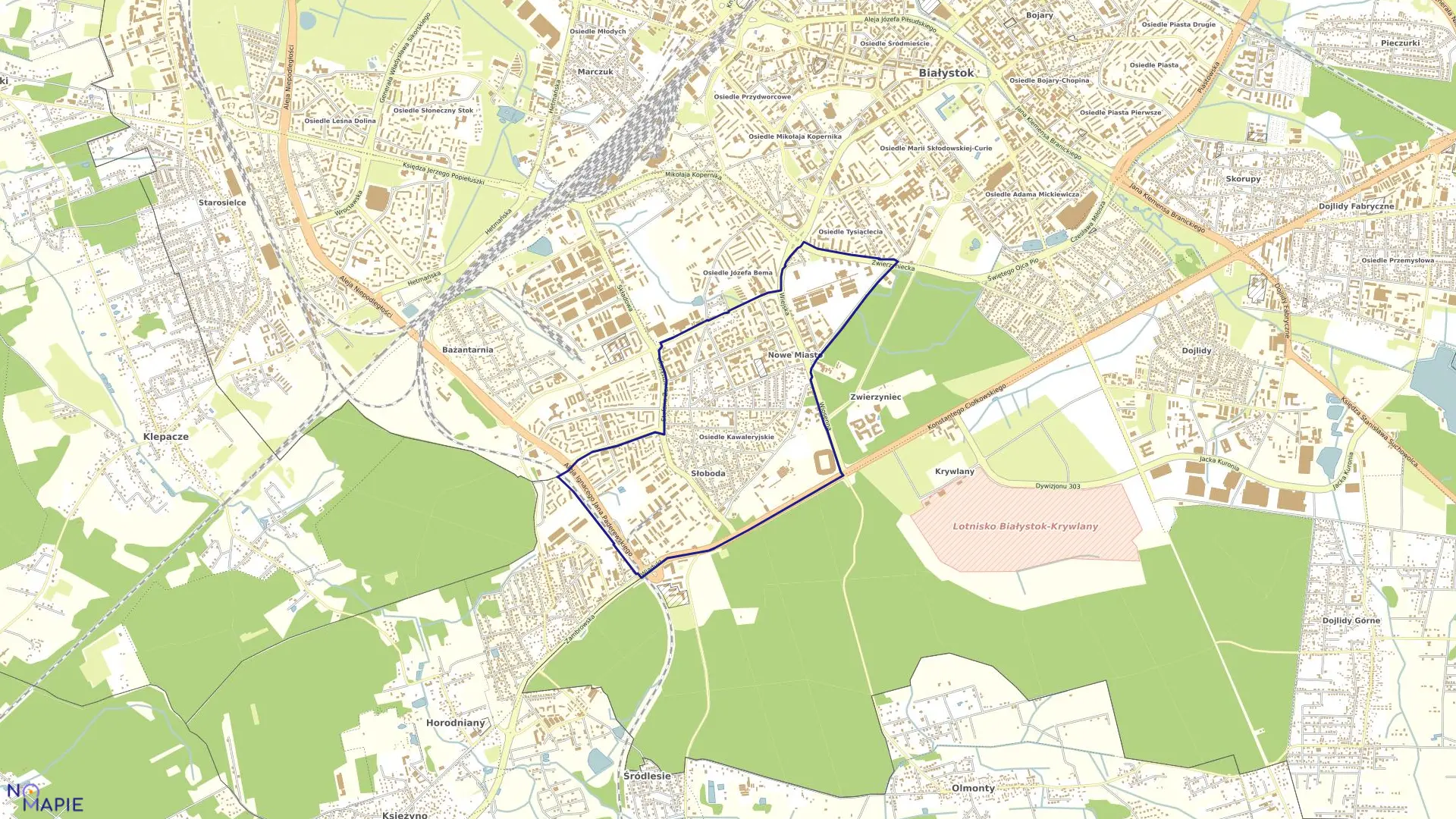 Mapa obrębu Nowe Miasto w mieście Białystok