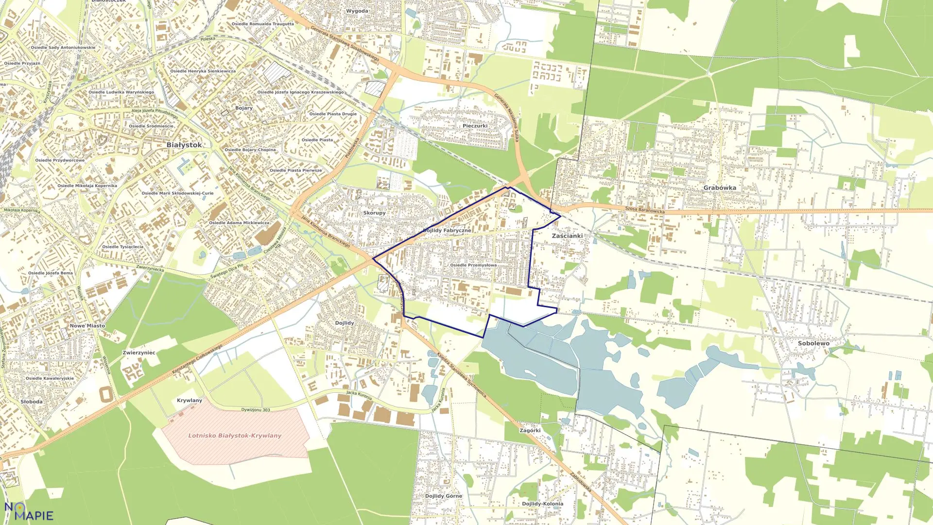 Mapa obrębu Przemysłowy w mieście Białystok