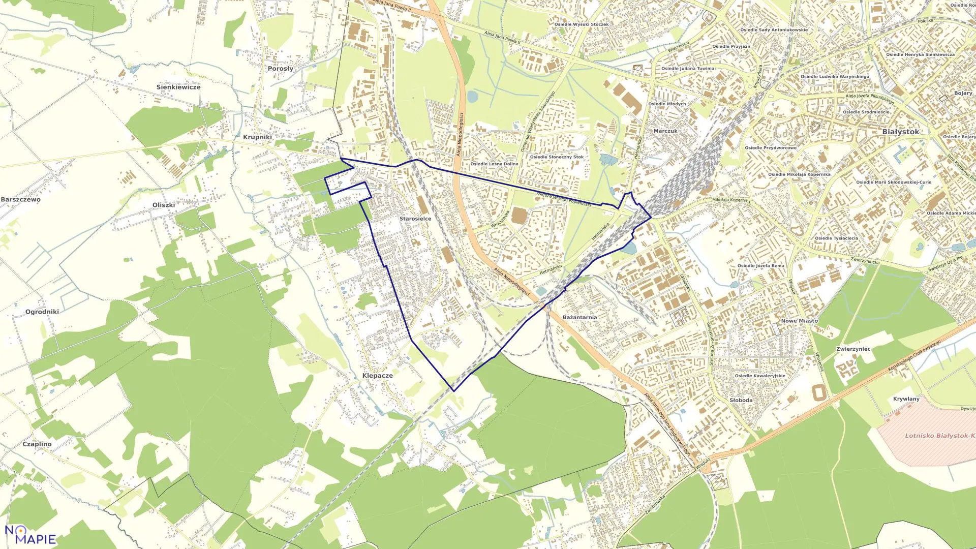 Mapa obrębu Starosielce Płd. w mieście Białystok